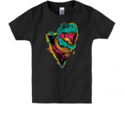 Детская футболка с выглядывающим динозавром