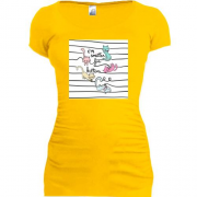 Подовжена футболка з котами в светрі