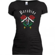 Подовжена футболка з написом Paradise