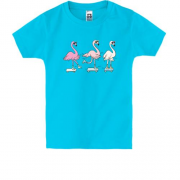 Детская футболка с тремя фламинго