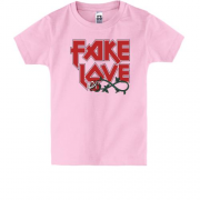 Детская футболка с надписью Fake love