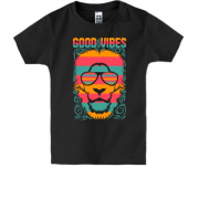 Детская футболка с надписью Good vibes и львом