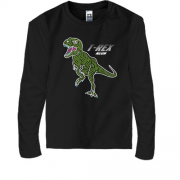Детская футболка с длинным рукавом с динозавром и надписью Т rex