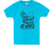Детская футболка No waves Серфинг Динозавр