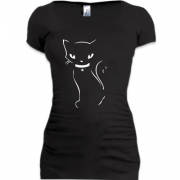 Женская удлиненная футболка с силуэтом кота