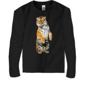 Детская футболка с длинным рукавом с тигром на двух лапах