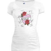 Подовжена футболка Smile Серце з трояндами
