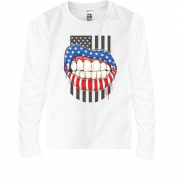 Детская футболка с длинным рукавом American lips Американский фл