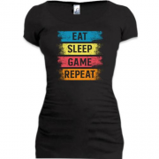 Подовжена футболка Eat Sleep Game Repeat