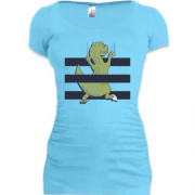 Подовжена футболка з повзучим динозавром