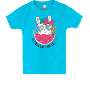 Дитяча футболка з зайцем і кавуном