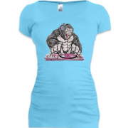 Подовжена футболка з горилою діджеєм