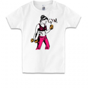Детская футболка с девушкой и гантелями