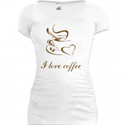 Женская удлиненная футболка I love coffee