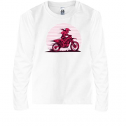 Детская футболка с длинным рукавом с девушкой на мотоцикле
