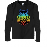 Детская футболка с длинным рукавом Rainbow Wolf