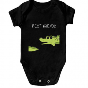 Детское боди с крокодилом и хвостом Лучшие друзья