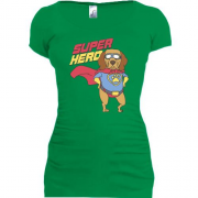 Подовжена футболка з собакою супергероєм