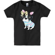 Дитяча футболка з собакою і бантиком
