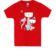 Детская футболка с семьей котов