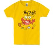 Детская футболка с крабом и надписью Привет чувак
