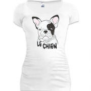 Подовжена футболка з написом Le Chien і собакою