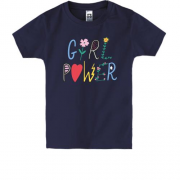 Детская футболка с Girl Power и цветами