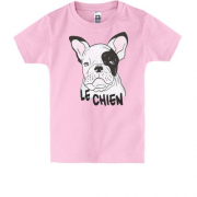 Детская футболка с надписью Le Chien и собакой