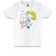 Детская футболка с русалкой на морском коньке