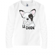 Дитячий лонгслів з написом Le Chien і собакою
