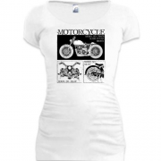 Подовжена футболка Motorcycle Black and White