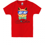 Дитяча футболка з котом в синіх окулярах