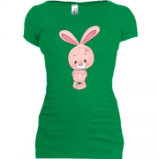 Подовжена футболка з сумним рожевим зайцем