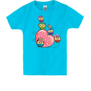 Дитяча футболка з совами і серцем