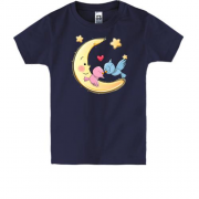 Детская футболка с луной и птицами