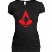Женская удлиненная футболка Assassins Creed (контур)