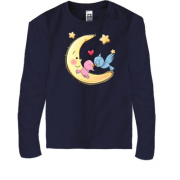 Детская футболка с длинным рукавом с луной и птицами