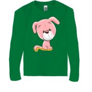 Детская футболка с длинным рукавом с розовой собакой