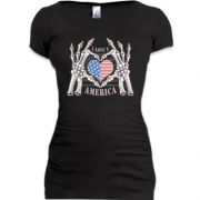 Подовжена футболка I Love U America