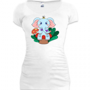 Подовжена футболка зі слоником в лісі
