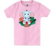 Детская футболка со слоником в лесу