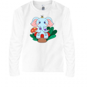 Детская футболка с длинным рукавом со слоником в лесу