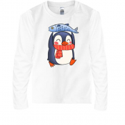Детская футболка с длинным рукавом с пингвином и рыбкой