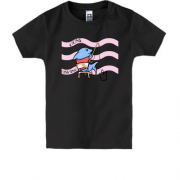 Детская футболка с акулой рыбаком