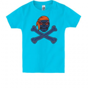 Дитяча футболка з синім скелетом в помаранчевій бандані