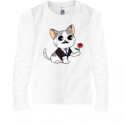 Детская футболка с длинным рукавом с романтичным котом