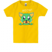 Детская футболка с зеленым котом