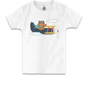 Детская футболка с медведем в самолете