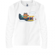 Детская футболка с длинным рукавом с медведем в самолете