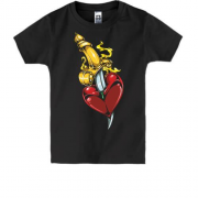 Дитяча футболка з кинджалом і серцем